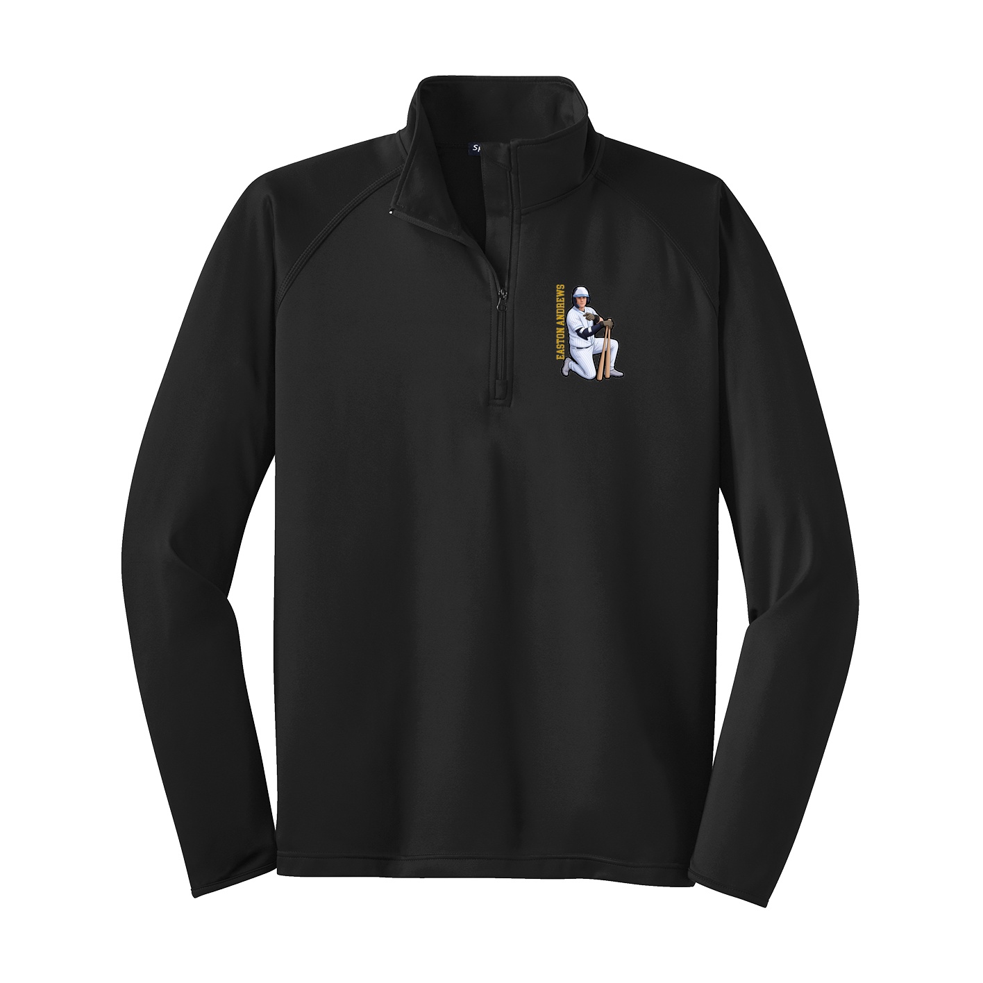 Q-Zip Pullover — Name Vertical in Black