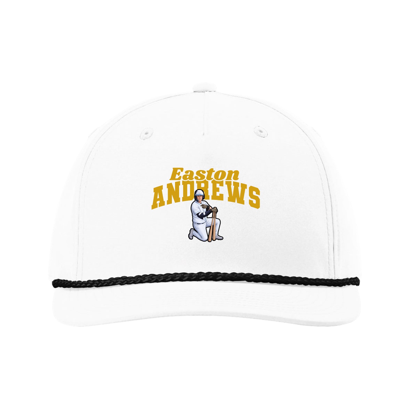 Five-Panel Classic Rope Cap — Signature Arch in White