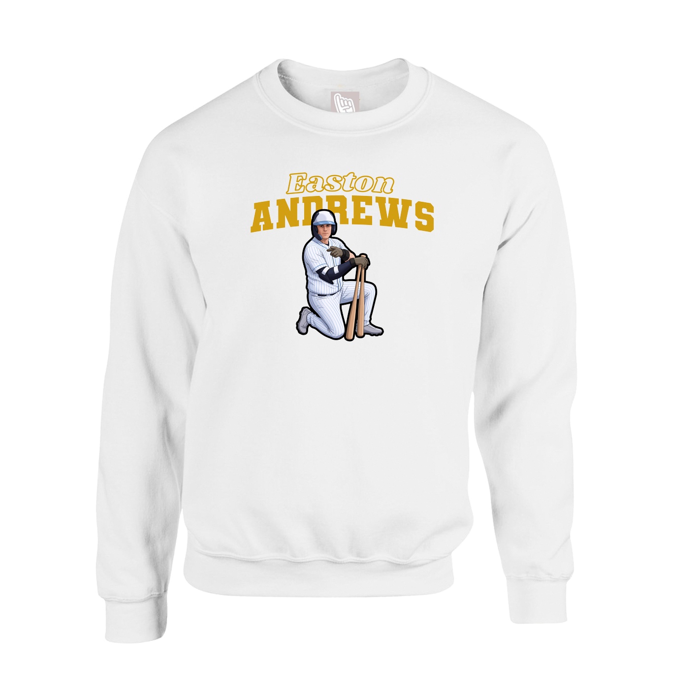 Fleece Crew — Name Arch in White