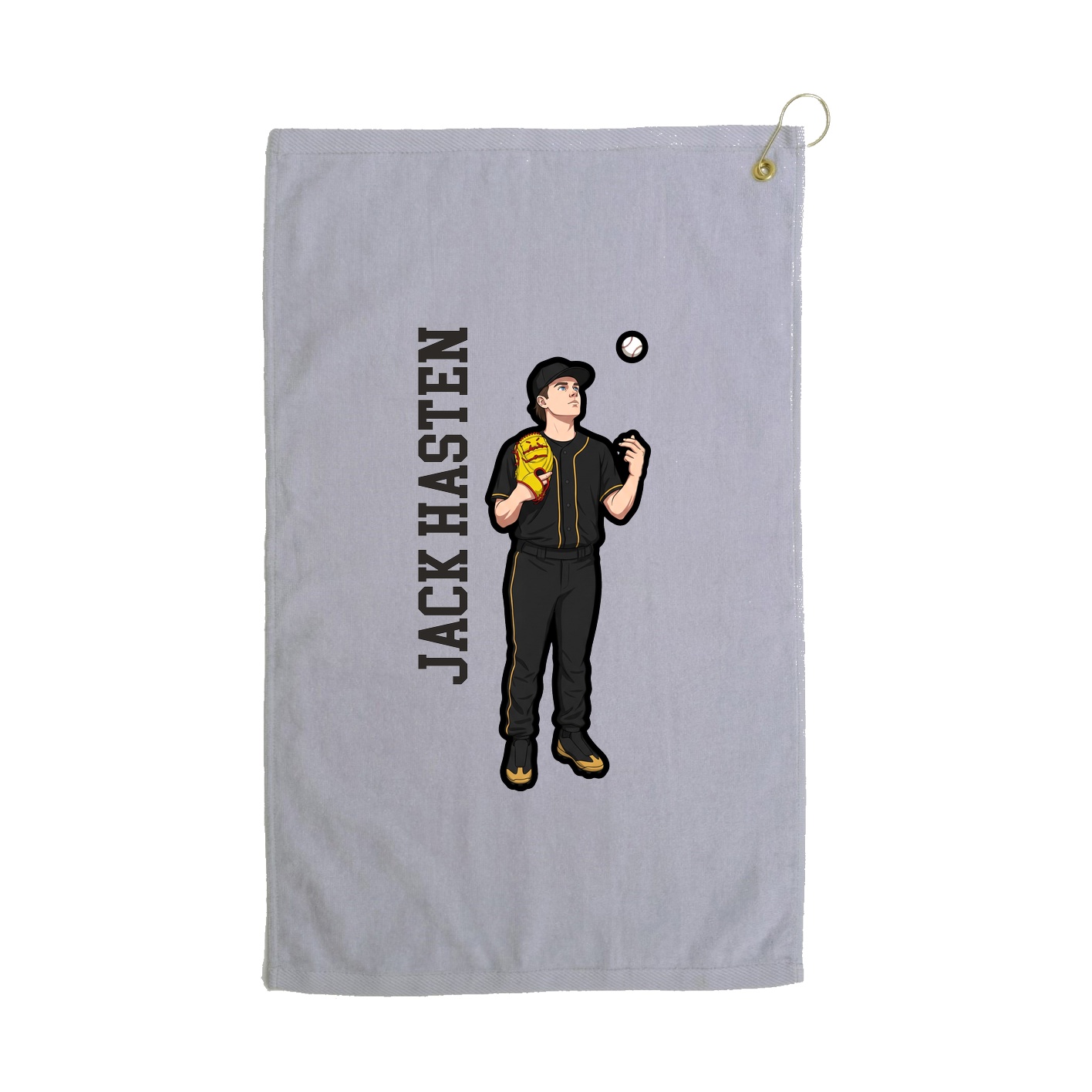 Golf Towel — Name Vertical in Grey