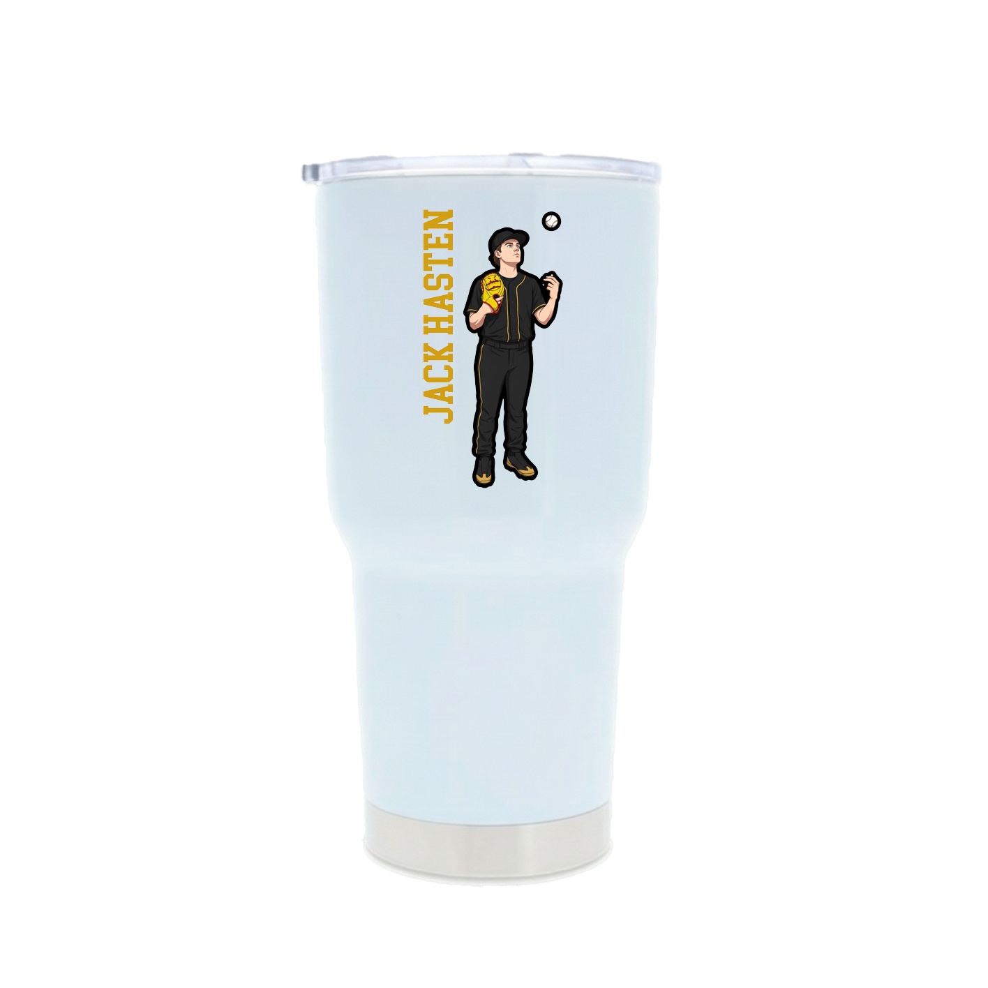 30oz Stainless Steel Tumbler — Name Vertical in White