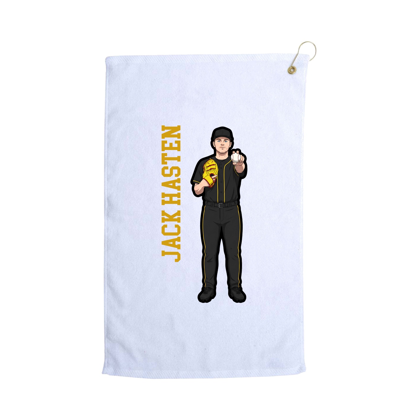 Golf Towel — Name Vertical in White