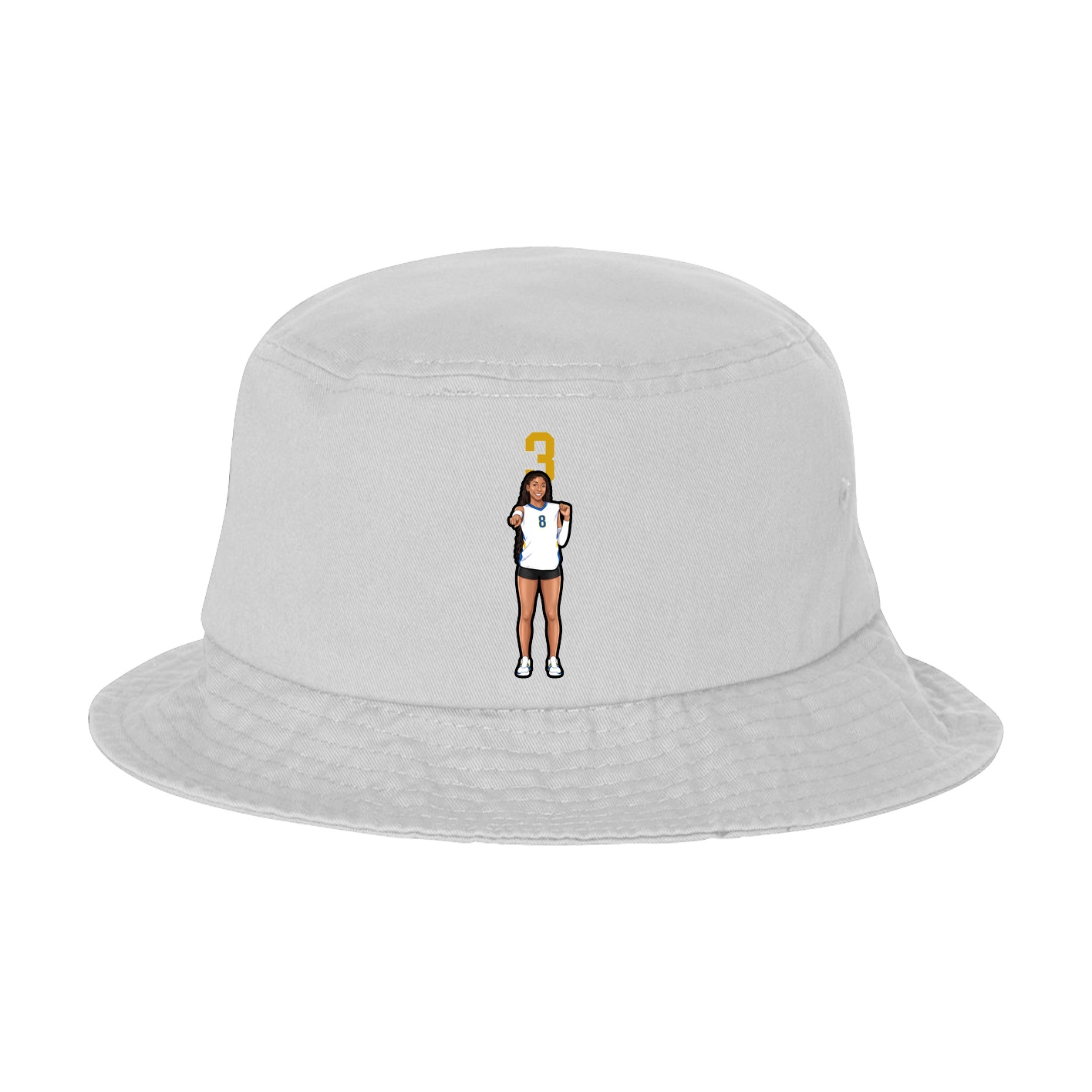 Bucket Cap — Number Top in White