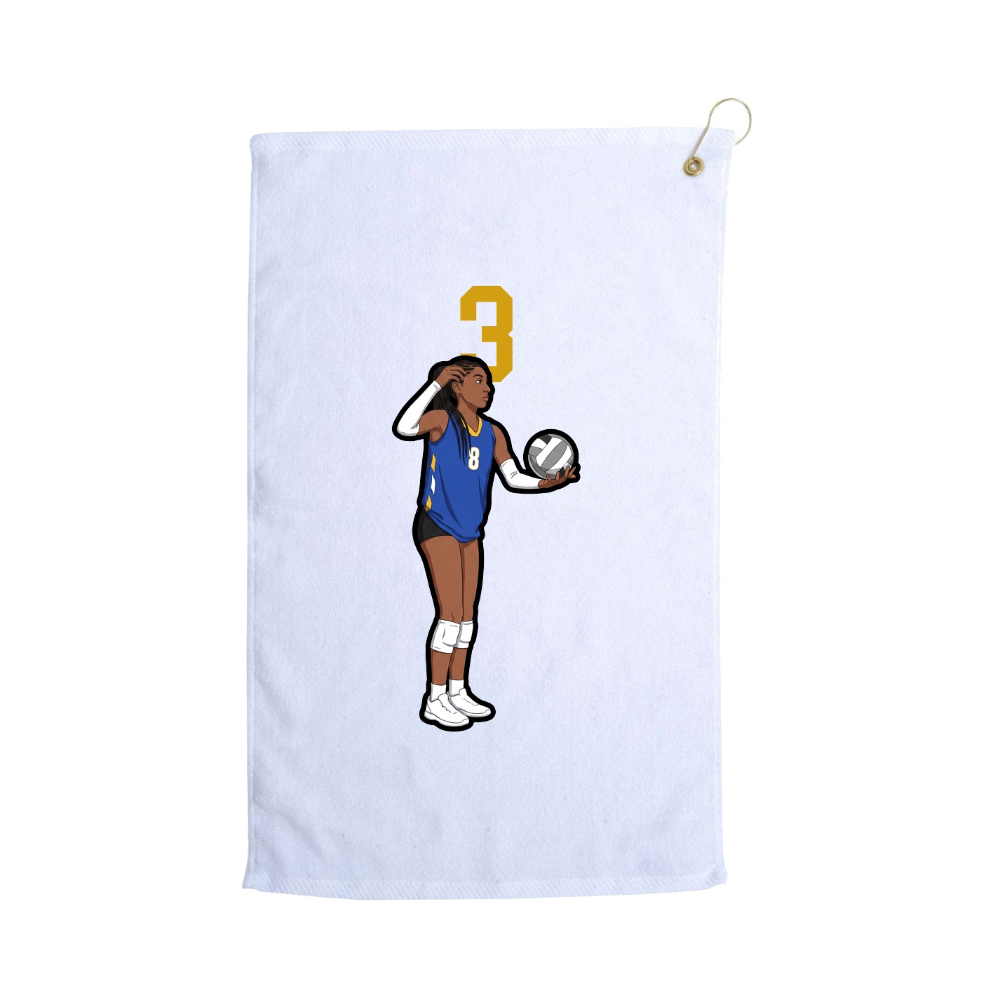 Golf Towel — Number Top in White