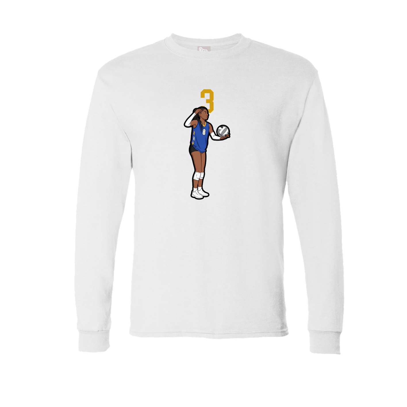 Long Sleeve Tee — Number Top in White