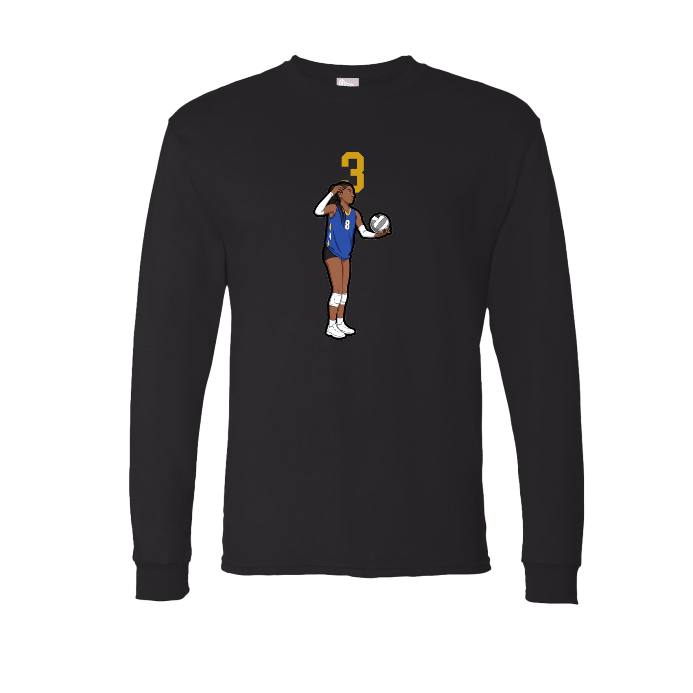 Long Sleeve Tee — Number Top in Black