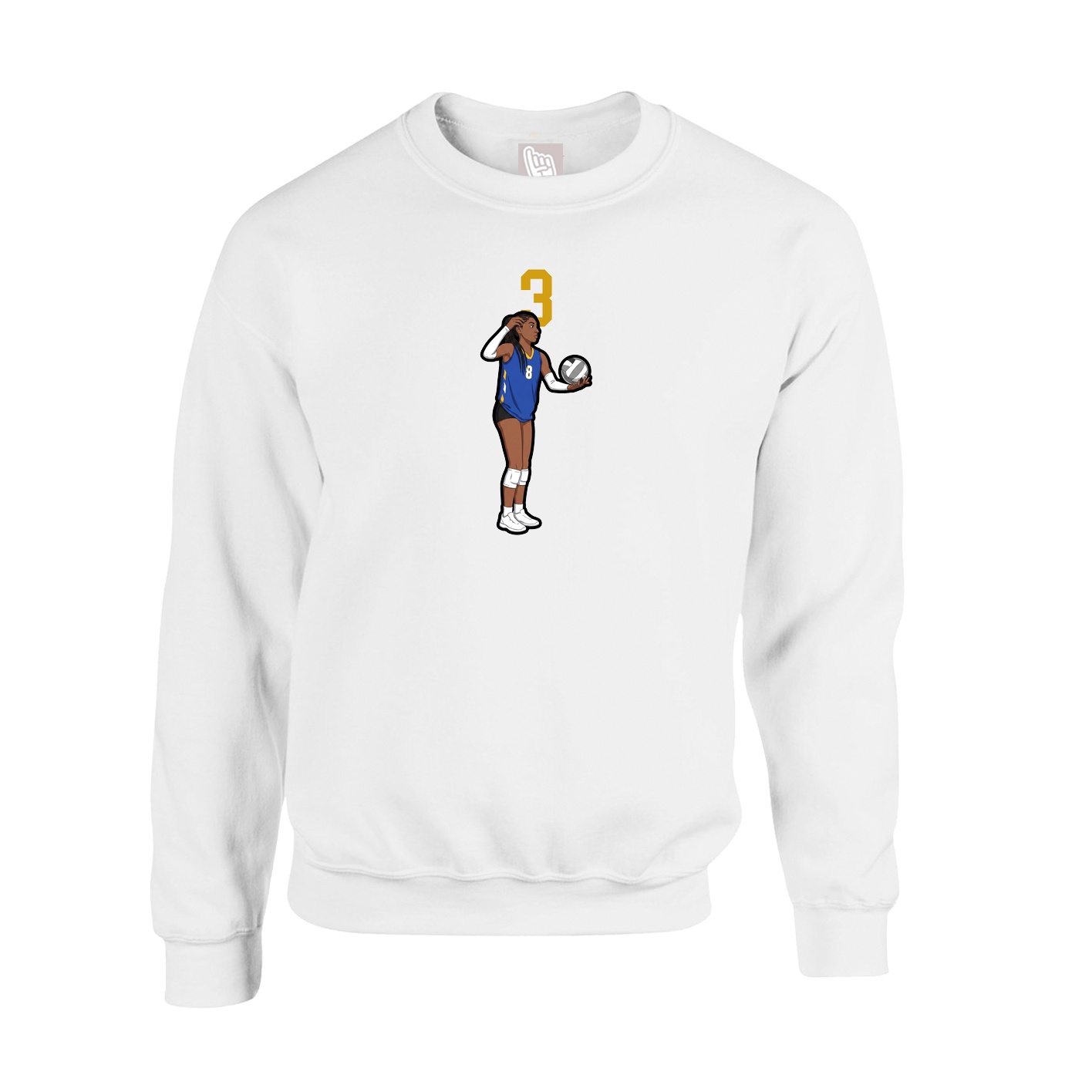 Fleece Crew — Number Top in White