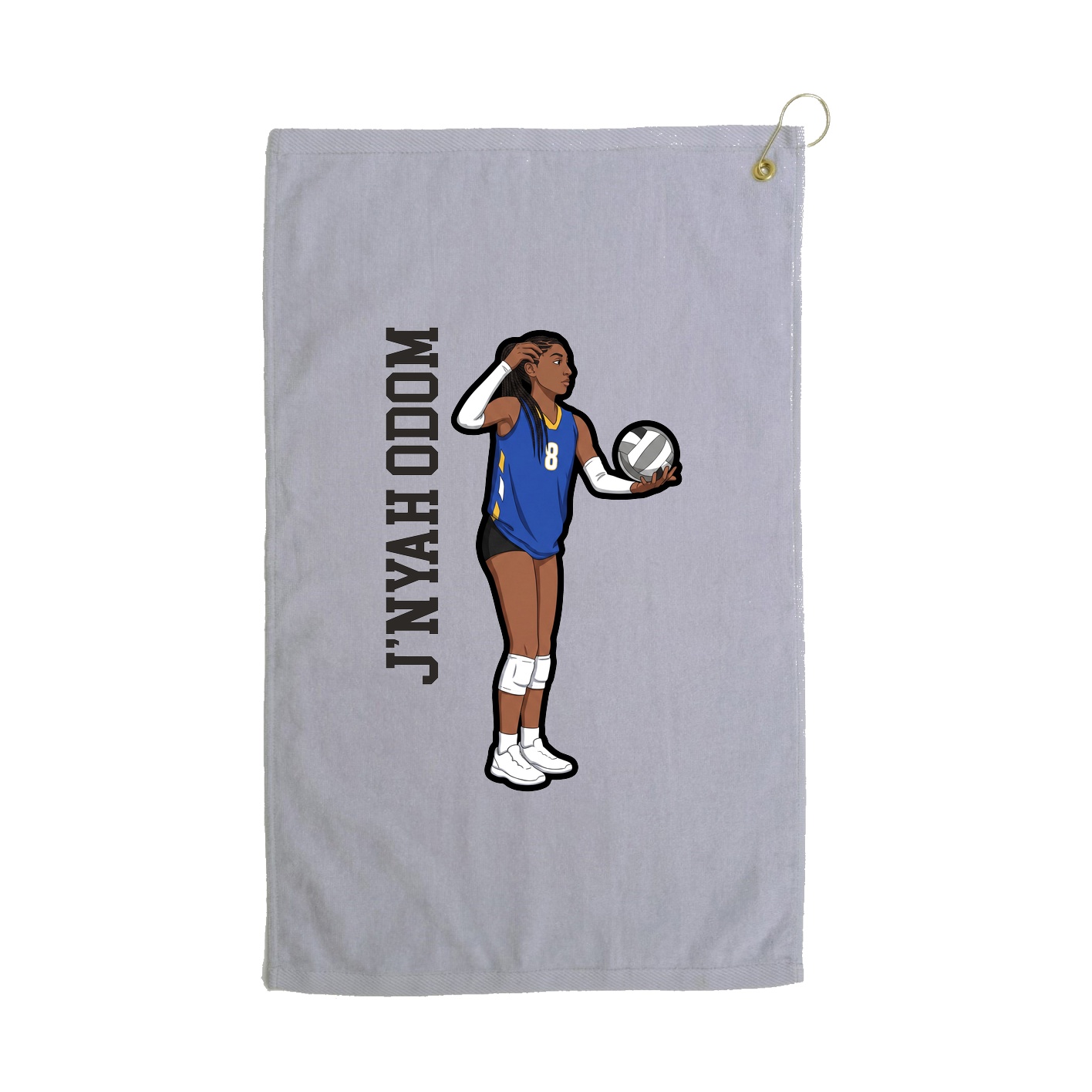Golf Towel — Name Vertical in Grey