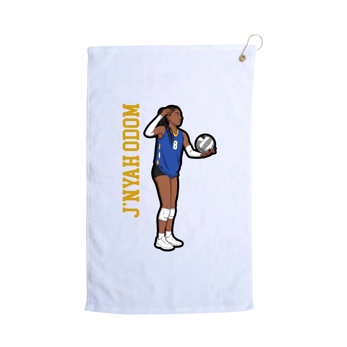 Golf Towel — Name Vertical in White