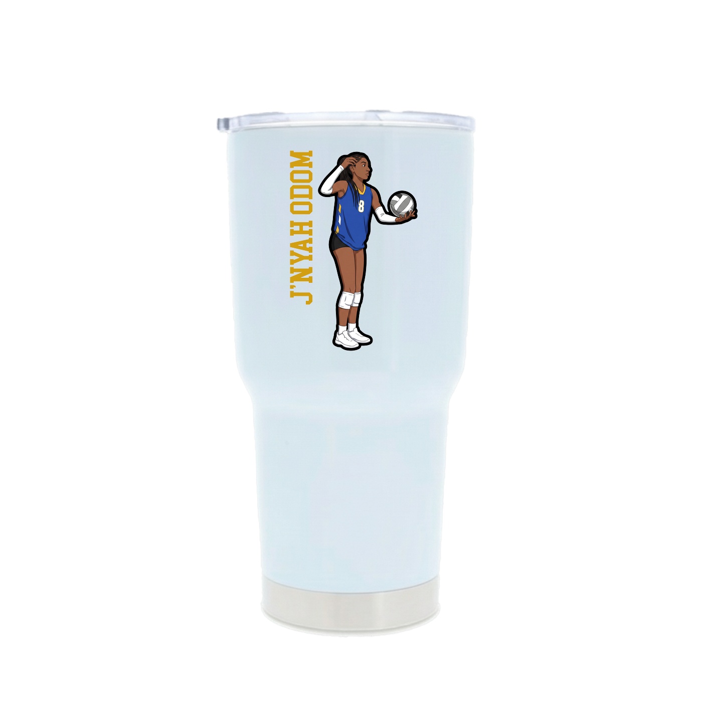 30oz Stainless Steel Tumbler — Name Vertical in White