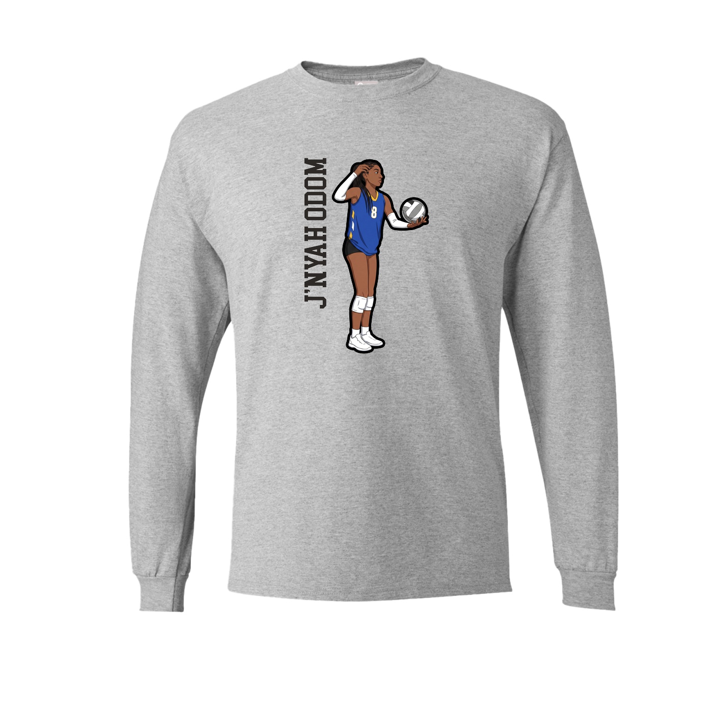 Long Sleeve Tee — Name Vertical in Grey