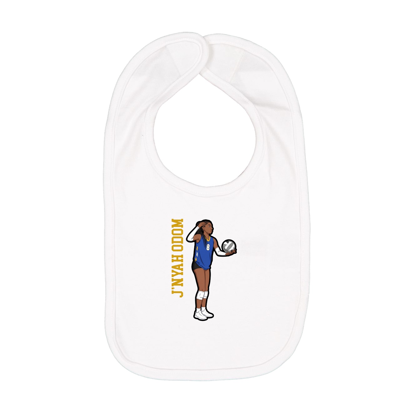 Infant Bib — Name Vertical in White