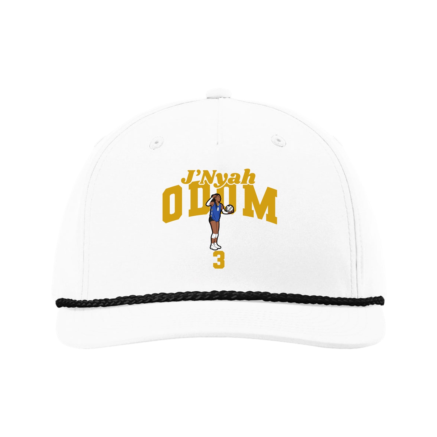 Five-Panel Classic Rope Cap — Signature Arch in White