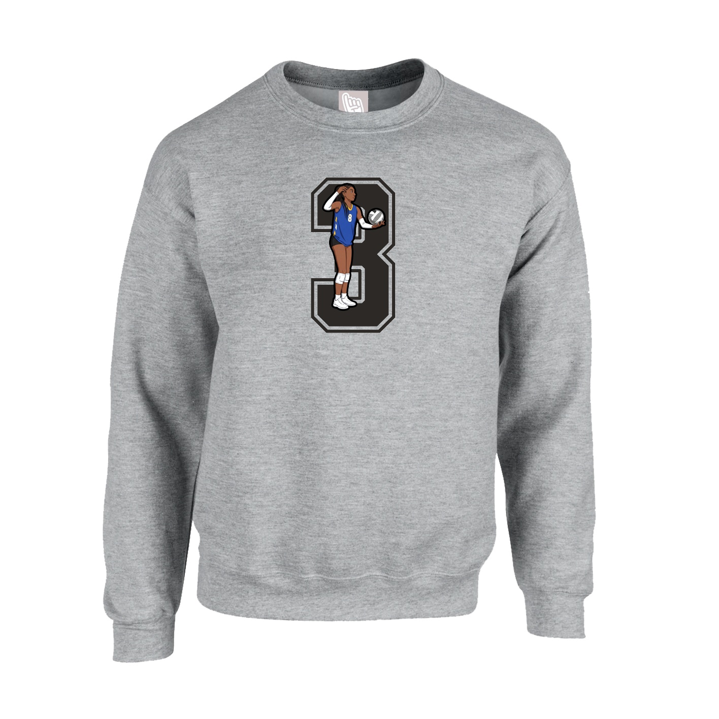 Fleece Crew — Number in Grey