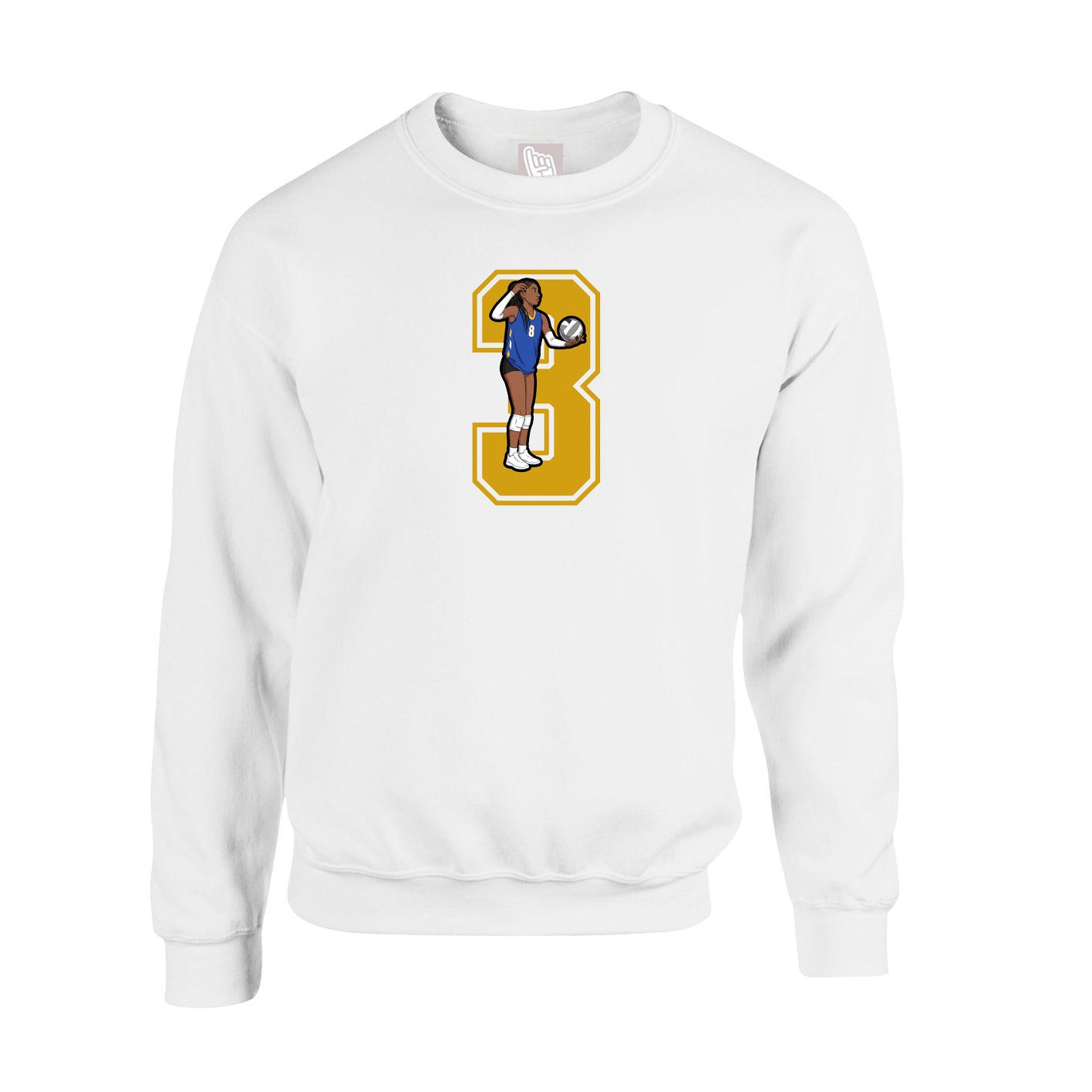 Fleece Crew — Number in White