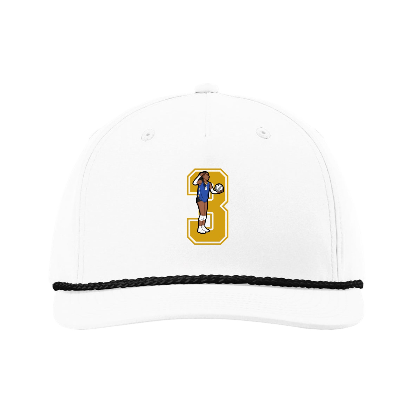 Five-Panel Classic Rope Cap — Number in White