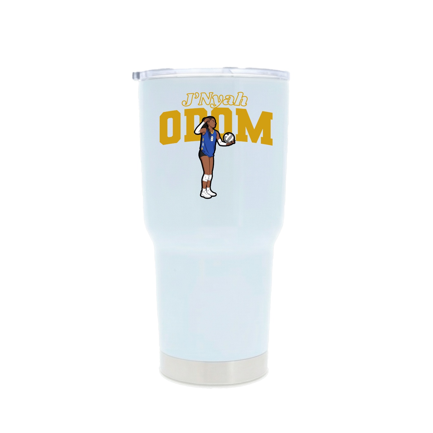 30oz Stainless Steel Tumbler — Name Arch in White