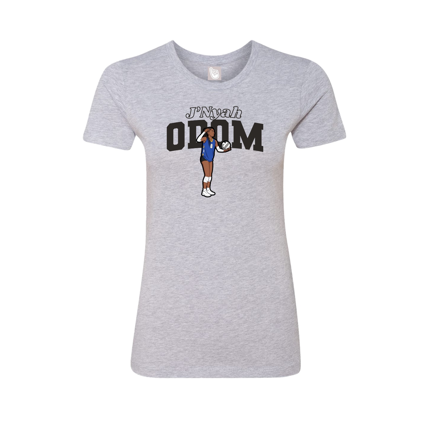 Fitted Women's Tee — Name Arch in Grey