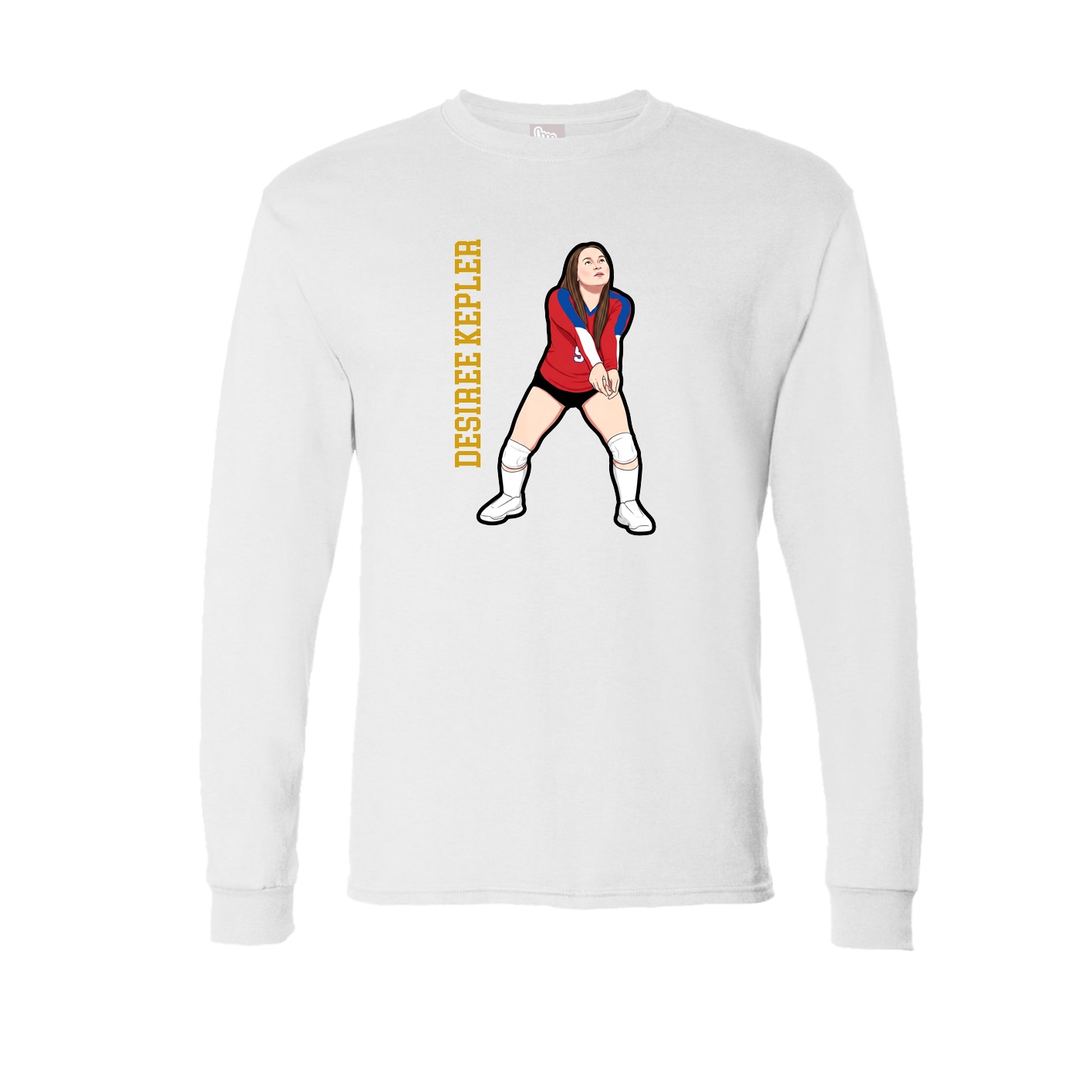 Long Sleeve Tee — Name Vertical in White