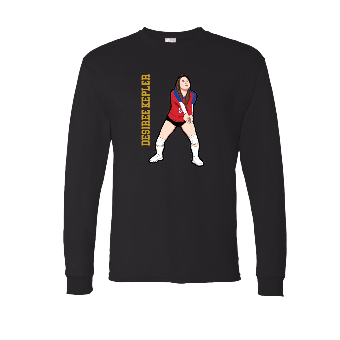 Long Sleeve Tee — Name Vertical in Black