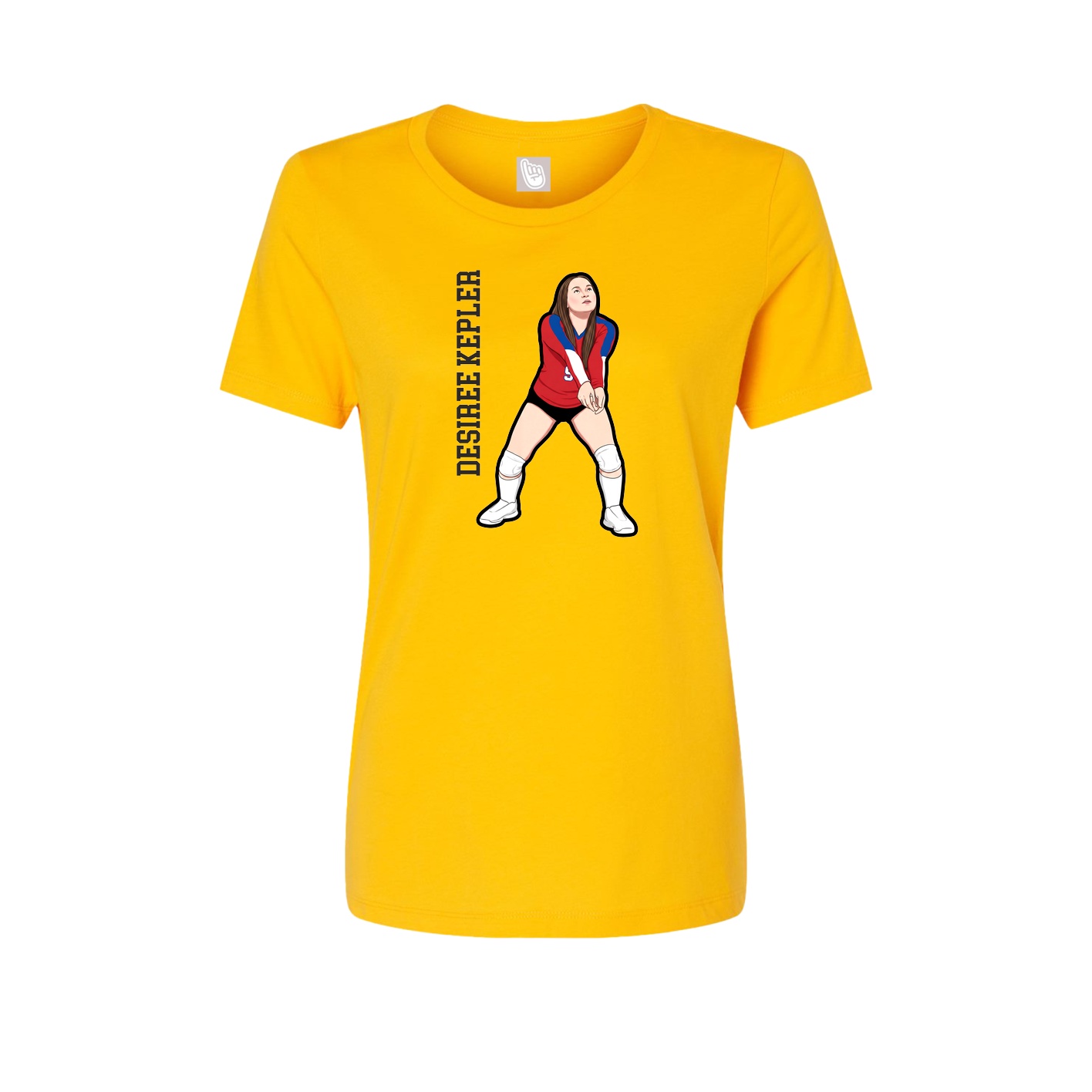 Womens Tee — Name Vertical in Gold