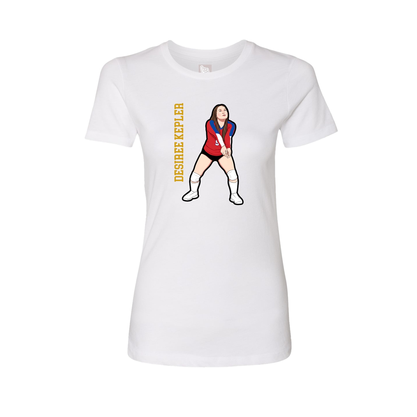 Womens Tee — Name Vertical in White