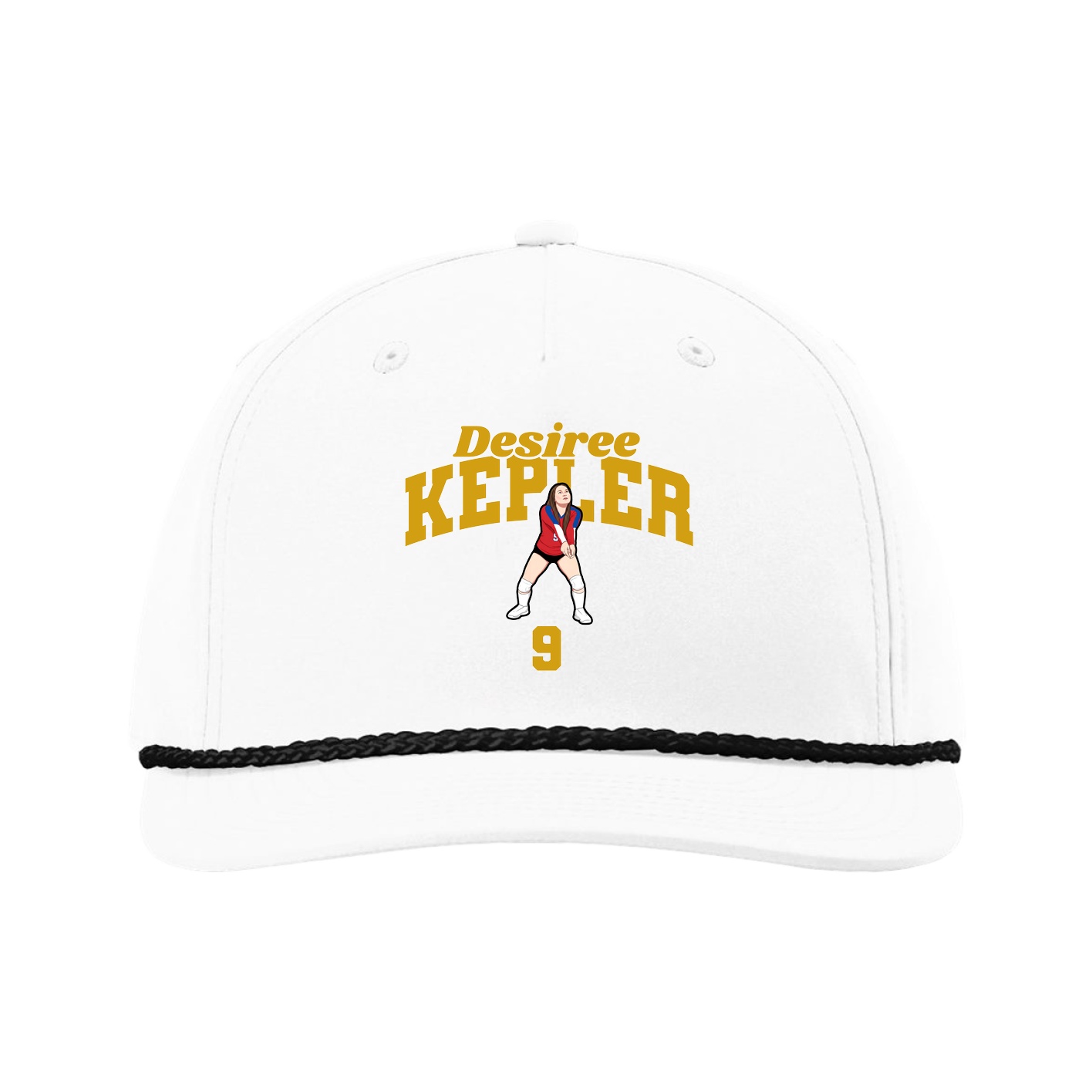Five-Panel Classic Rope Cap — Signature Arch in White