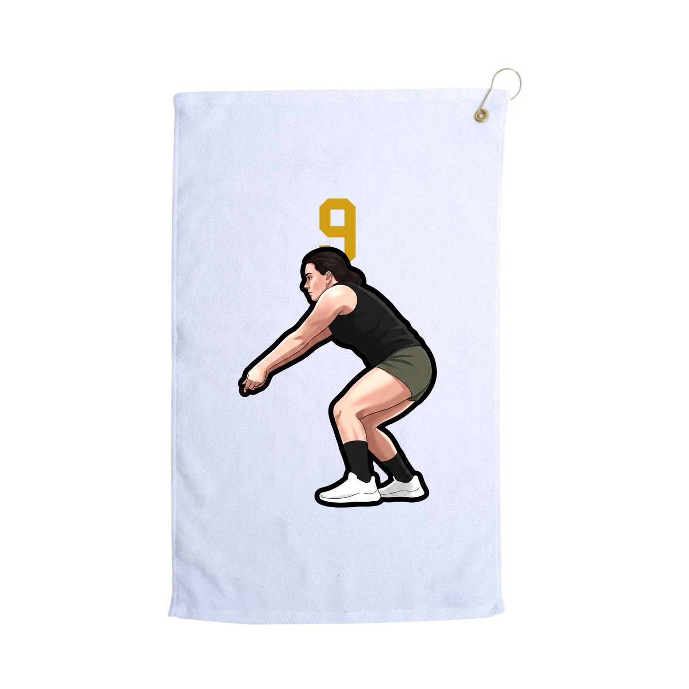 Golf Towel — Number Top in White