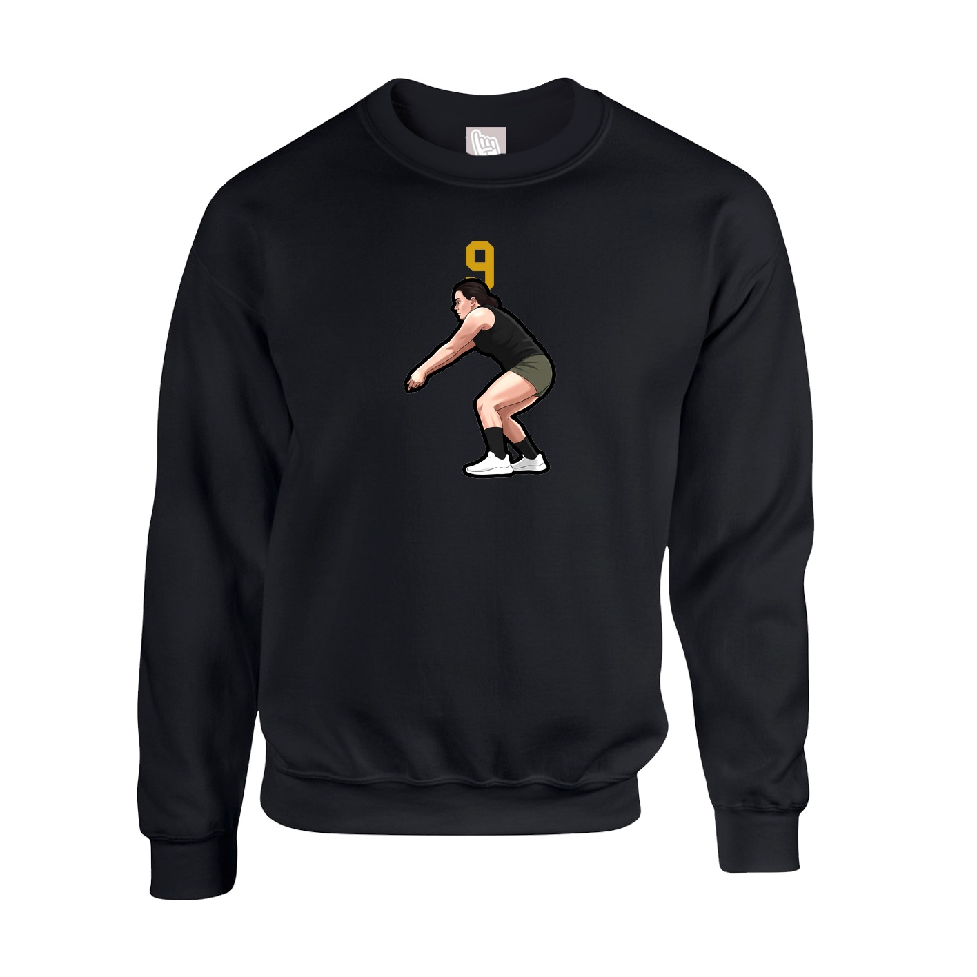 Fleece Crew — Number Top in Black