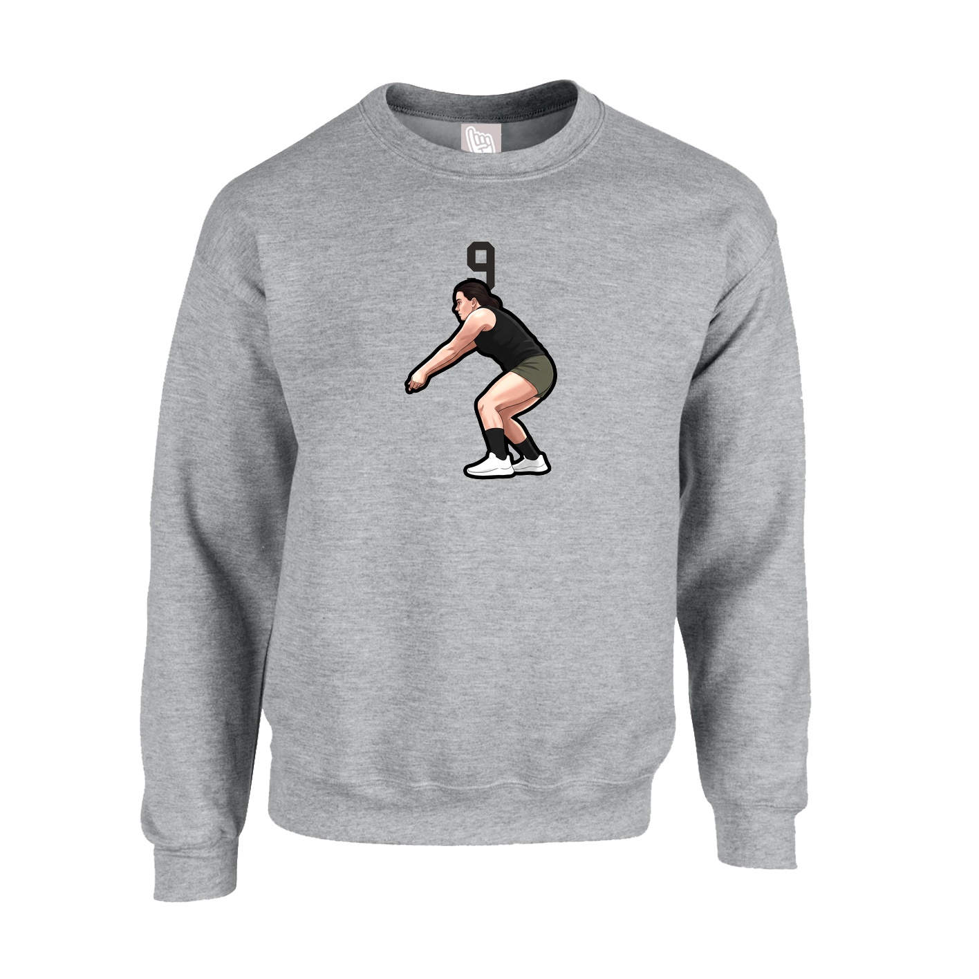 Fleece Crew — Number Top in Grey