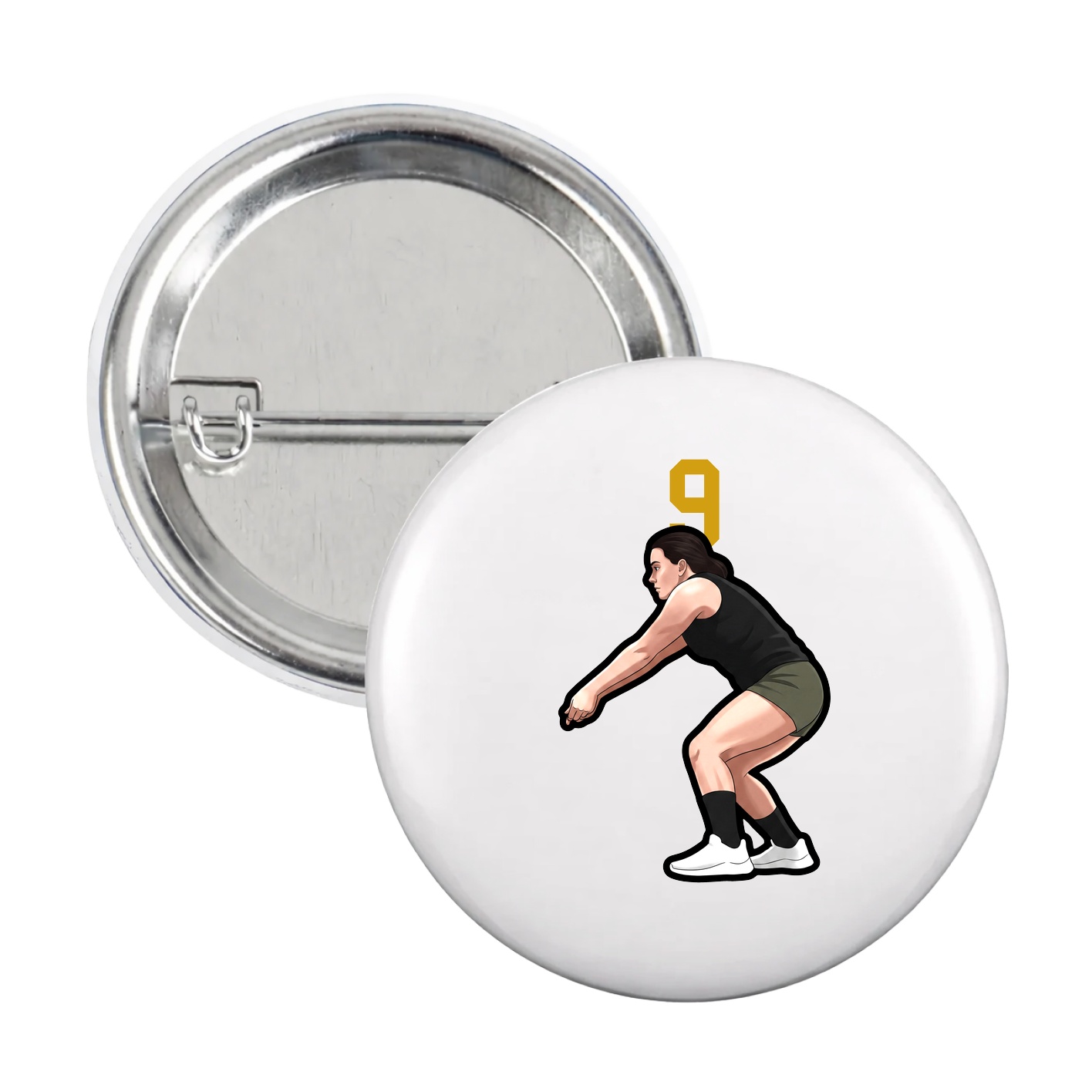 Game Day Button — Number Top in White