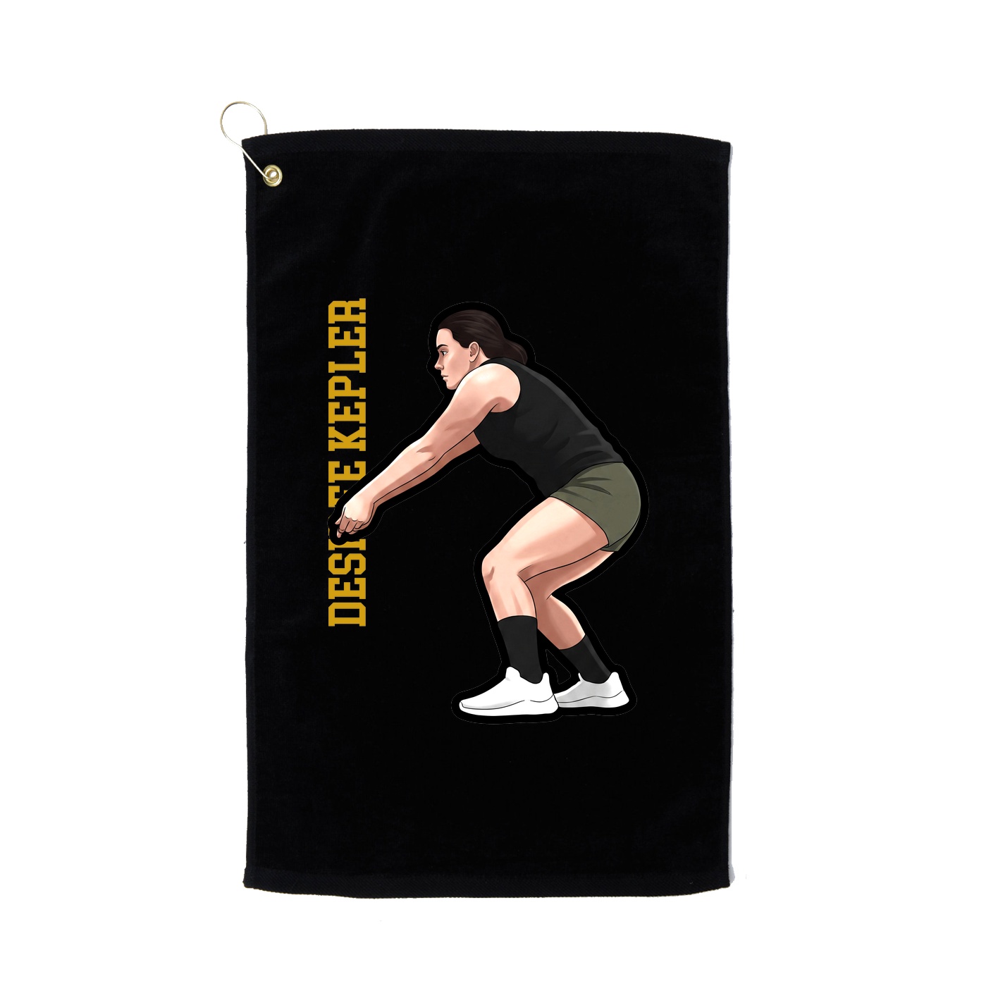 Golf Towel — Name Vertical in Black