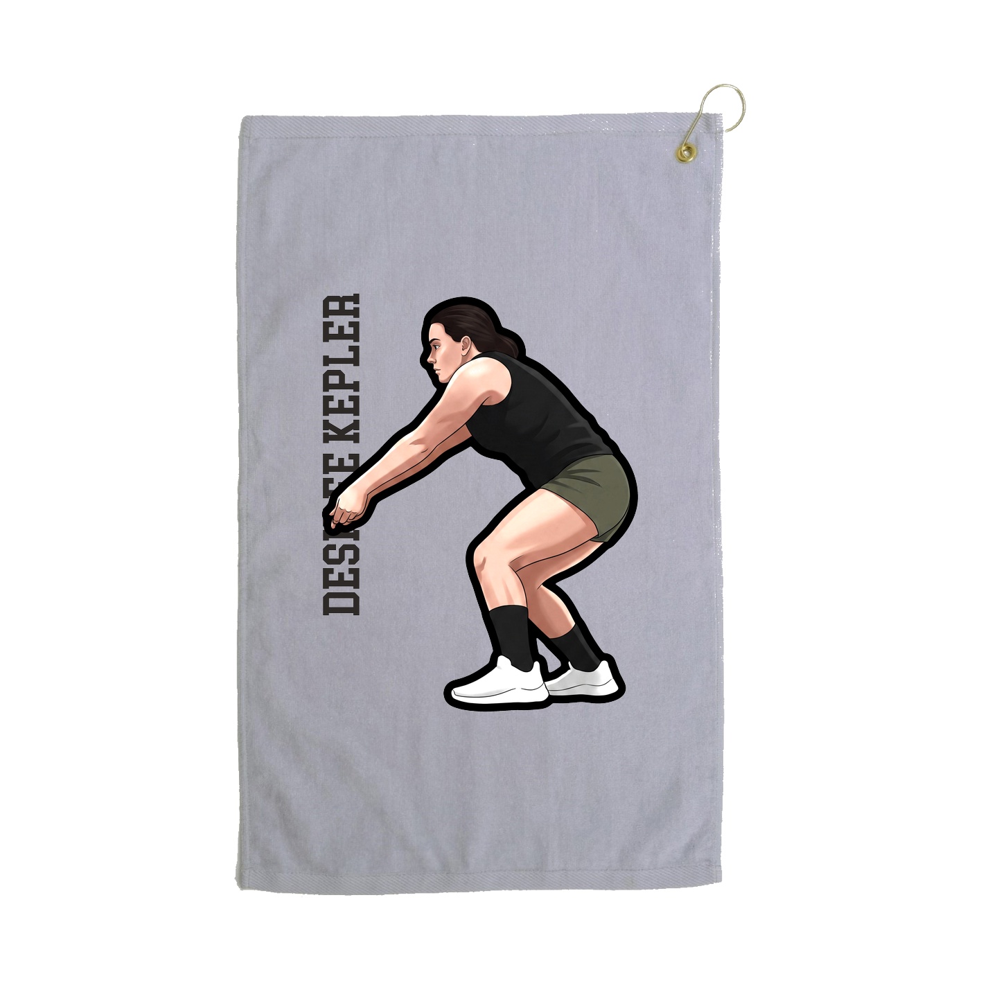 Golf Towel — Name Vertical in Grey