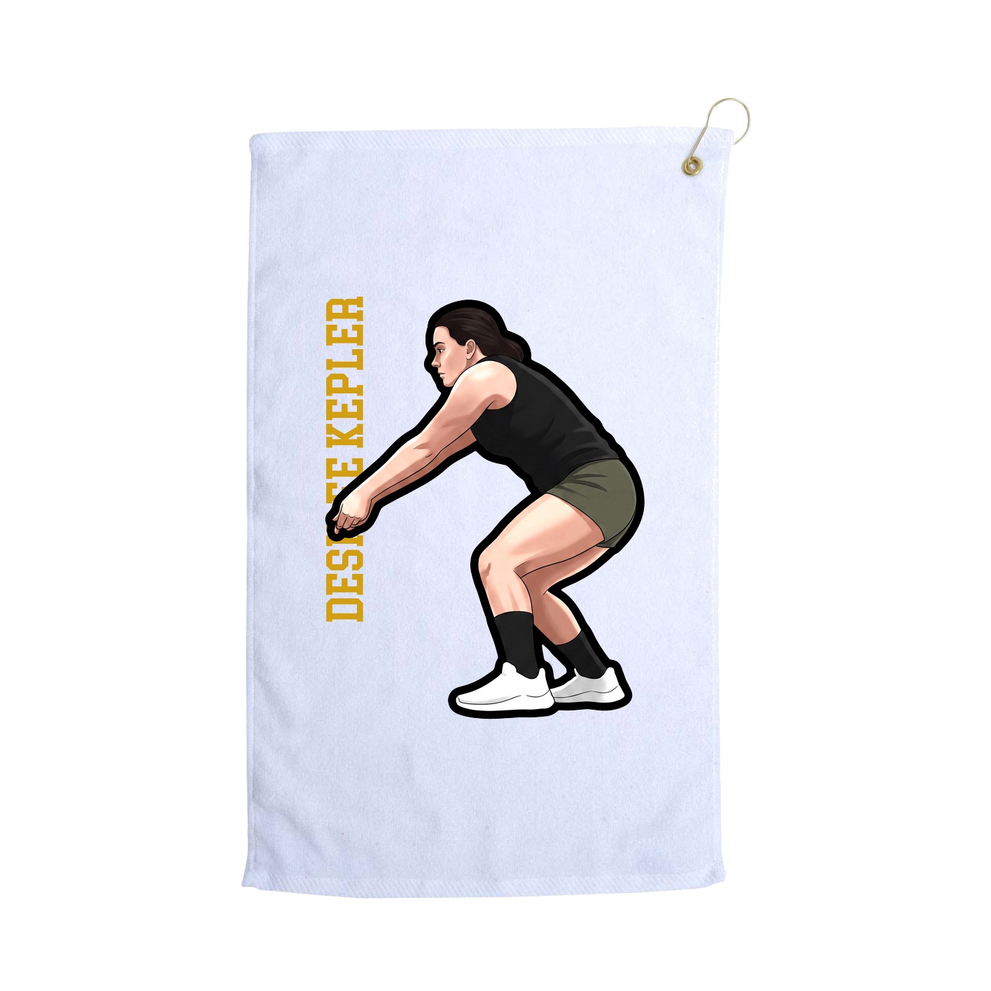 Golf Towel — Name Vertical in White