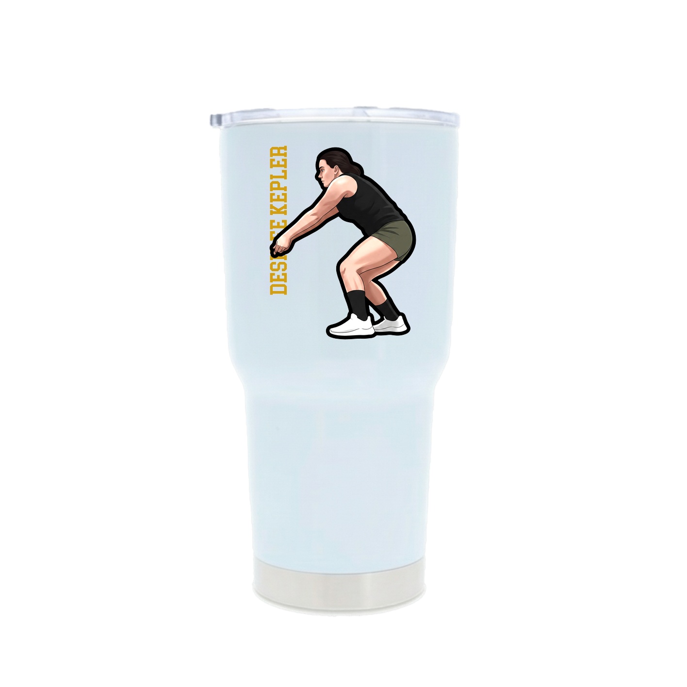 30oz Stainless Steel Tumbler — Name Vertical in White