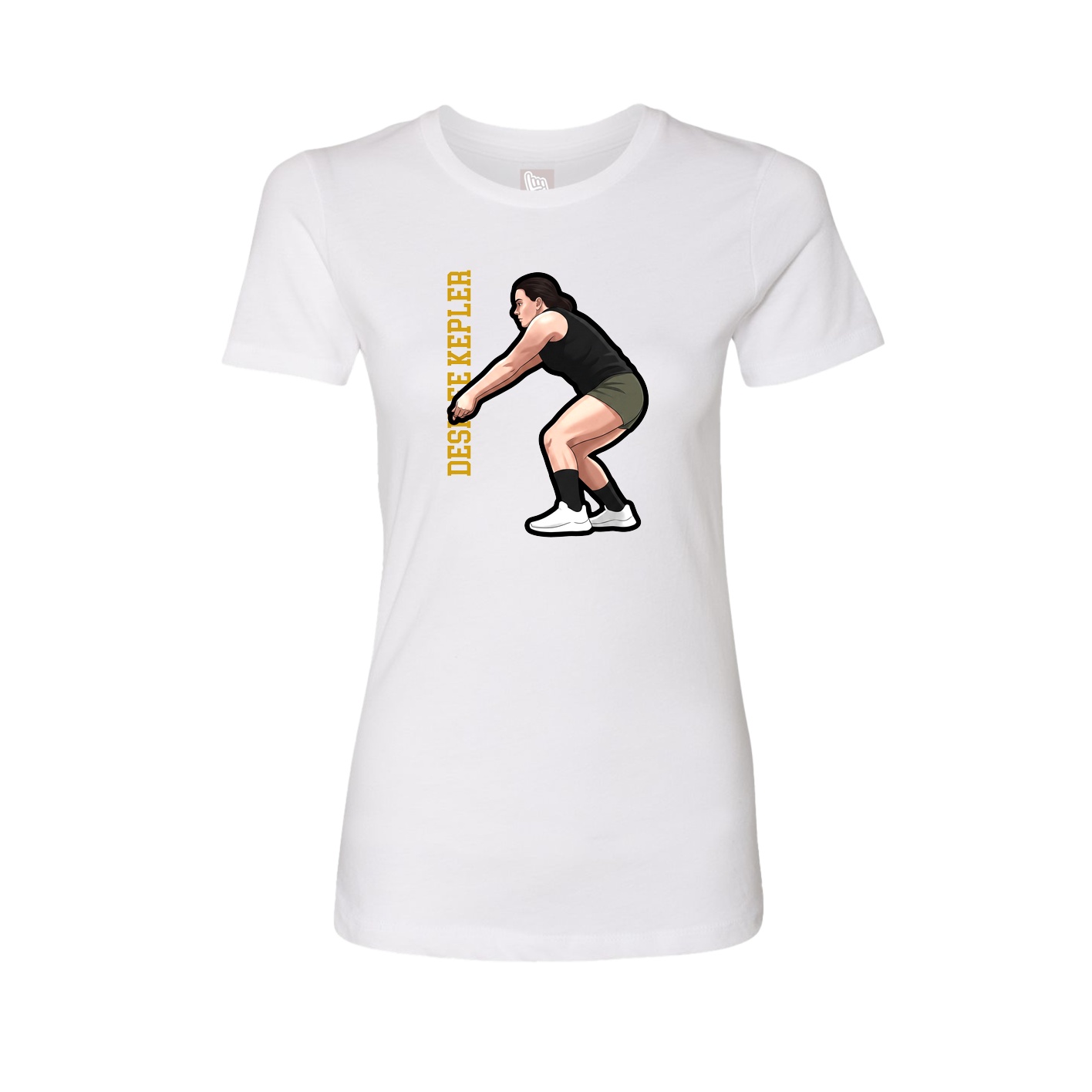 Womens Tee — Name Vertical in White