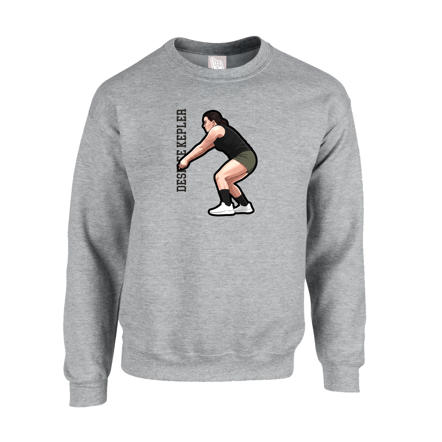 Fleece Crew — Name Vertical in Grey
