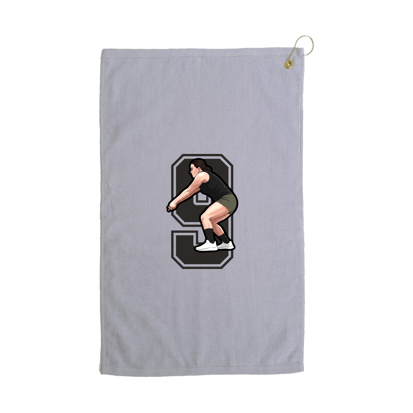 Golf Towel — Number in Grey