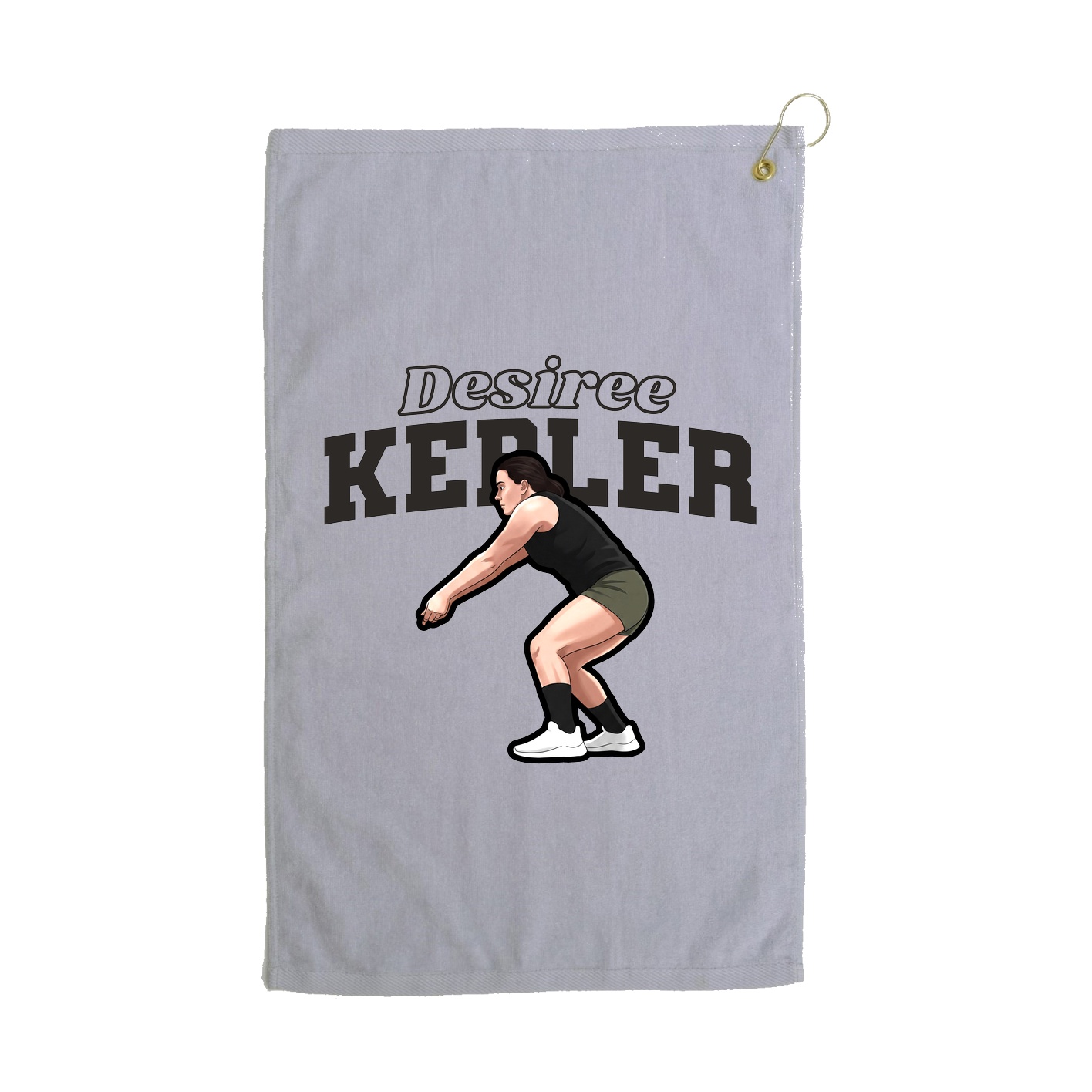 Golf Towel — Name Arch in Grey