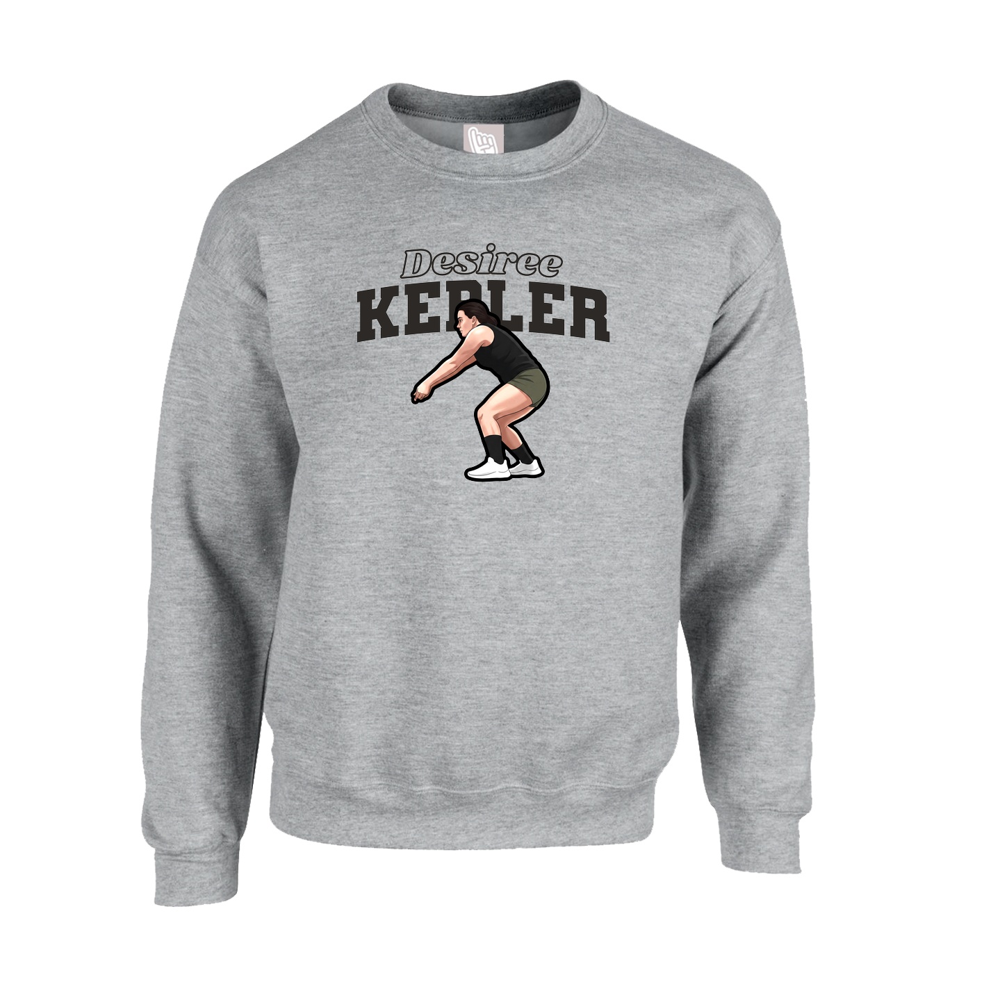 Fleece Crew — Name Arch in Grey
