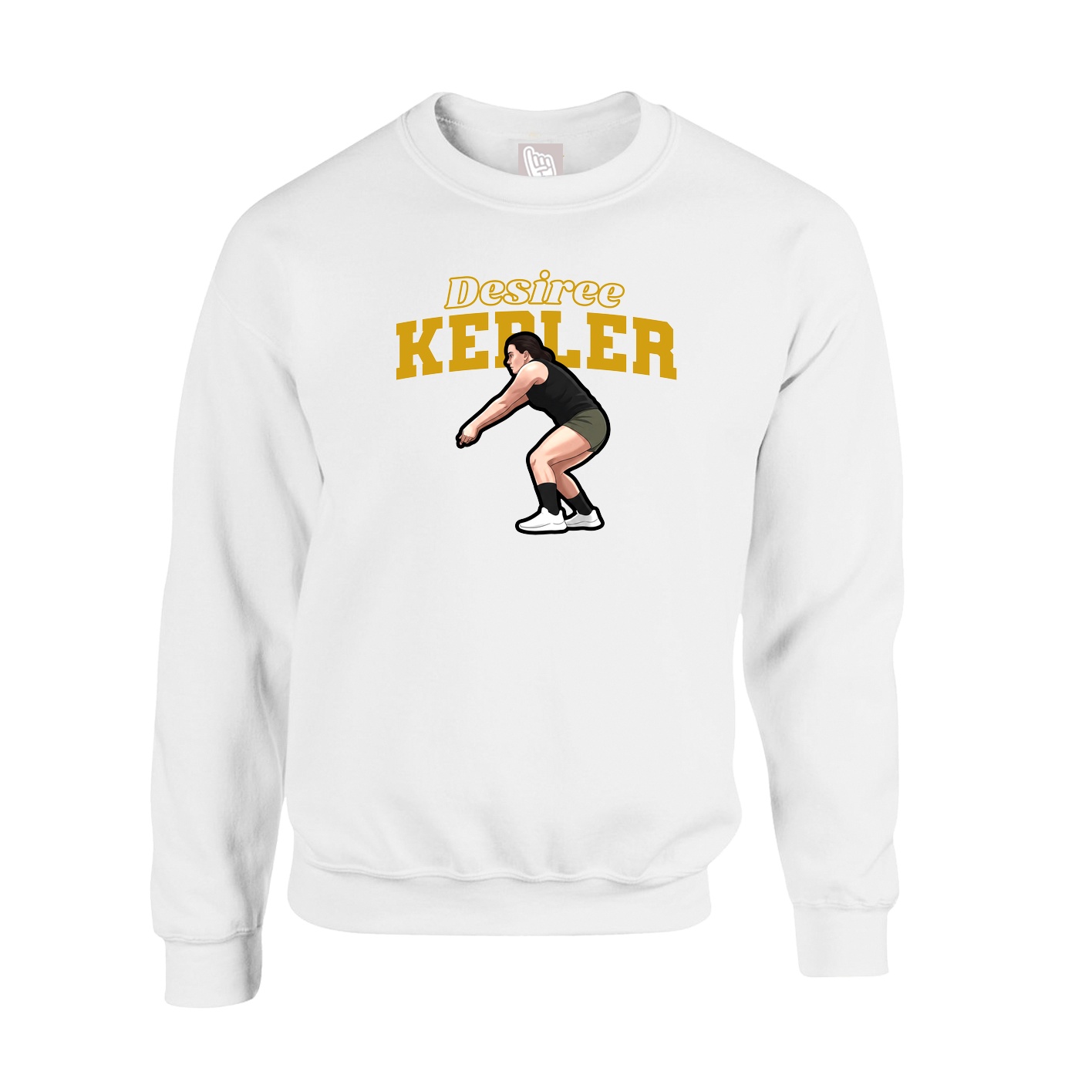 Fleece Crew — Name Arch in White