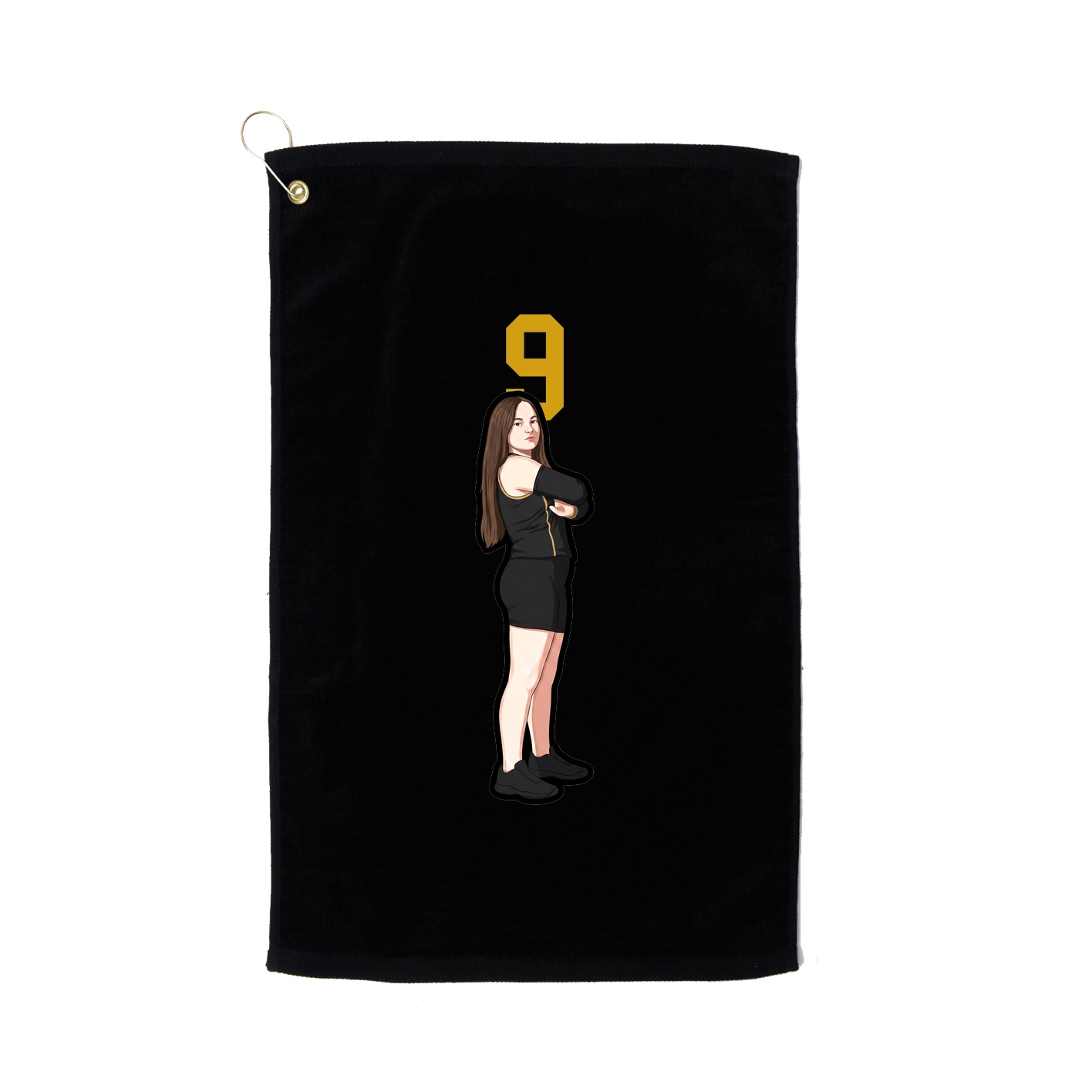 Golf Towel — Number Top in Black