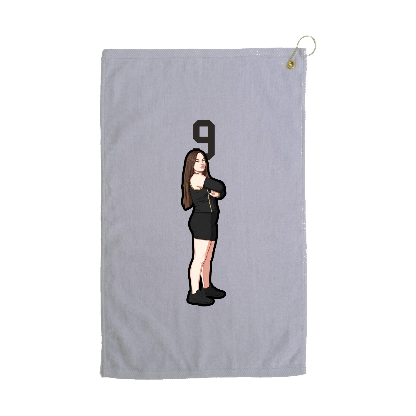 Golf Towel — Number Top in Grey