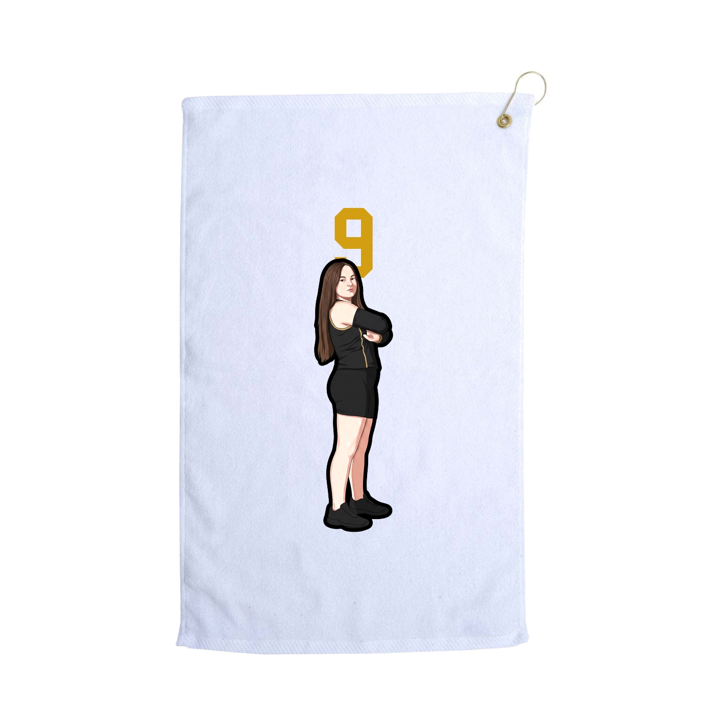 Golf Towel — Number Top in White