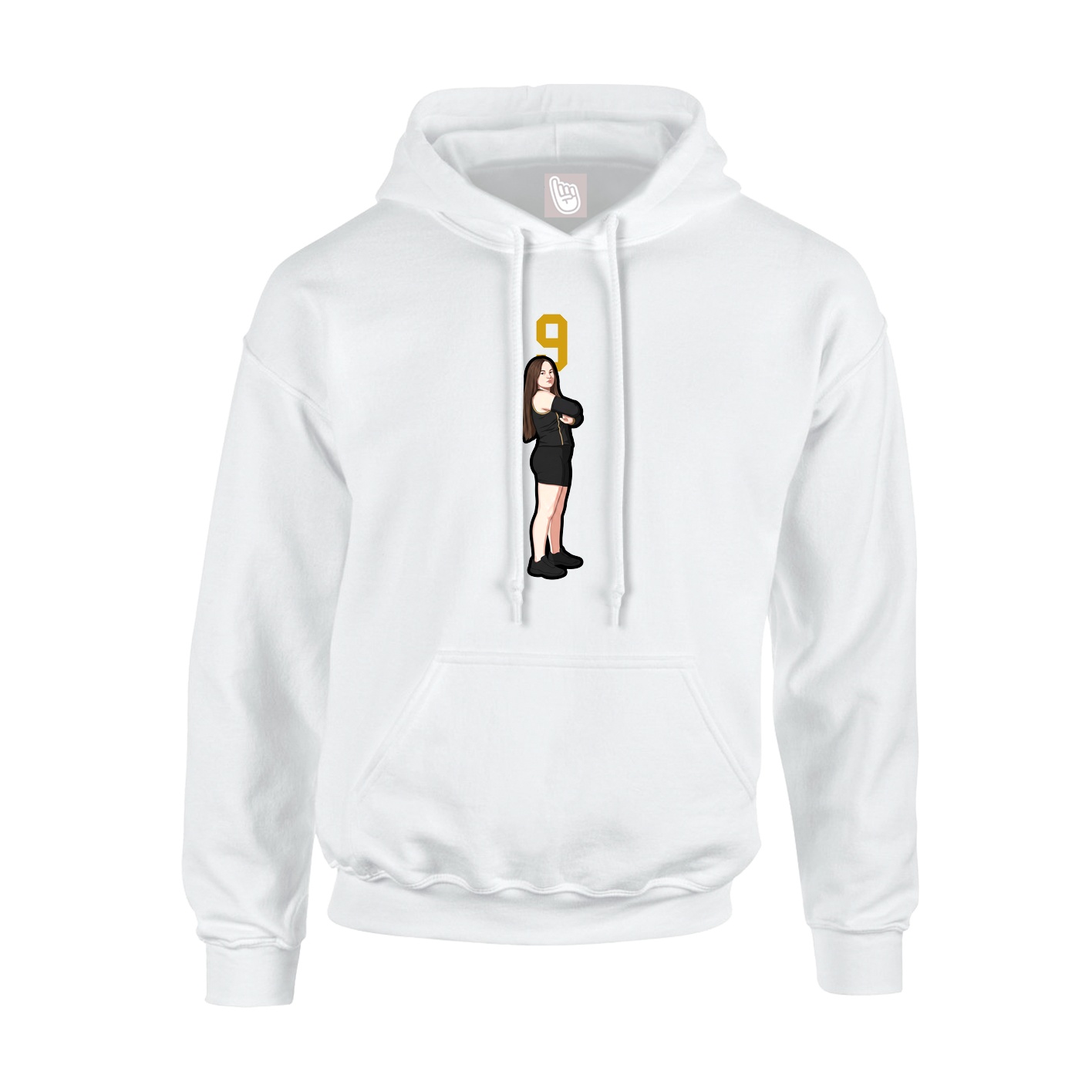 Youth Hoodie — Number Top in White