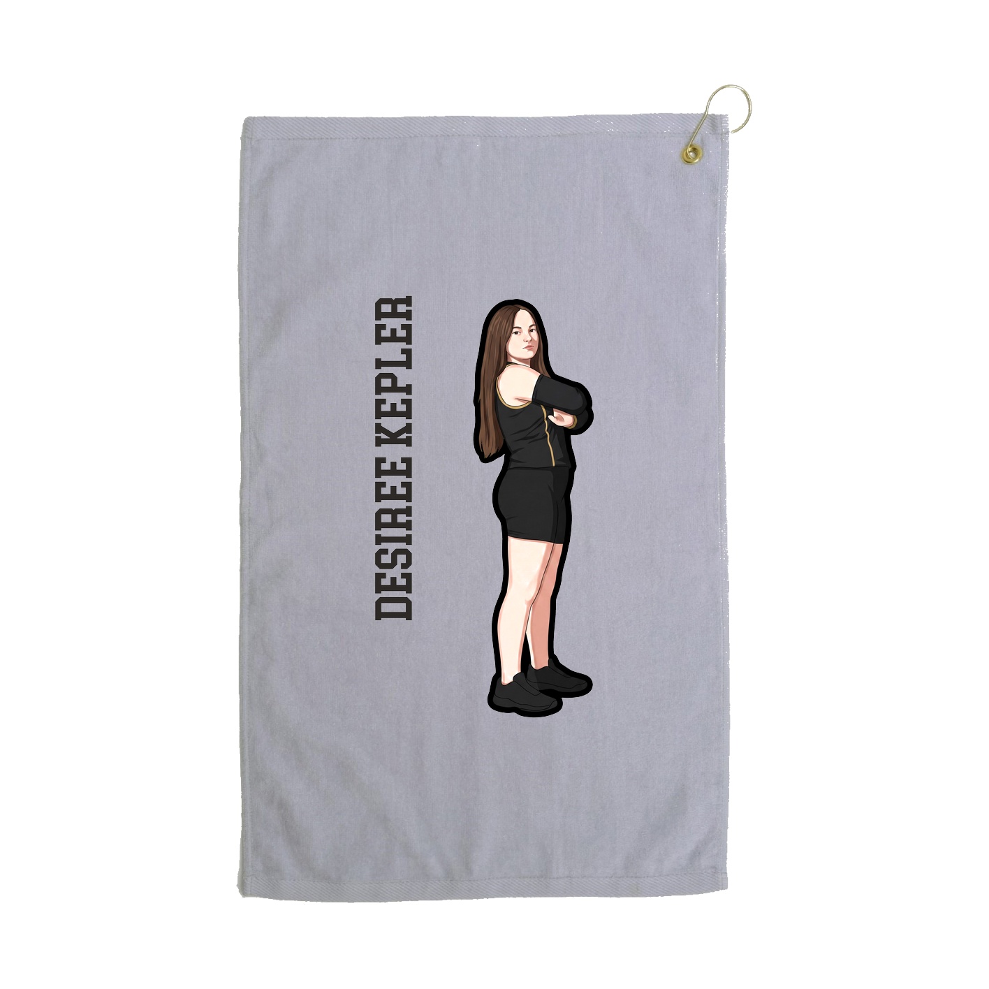 Golf Towel — Name Vertical in Grey