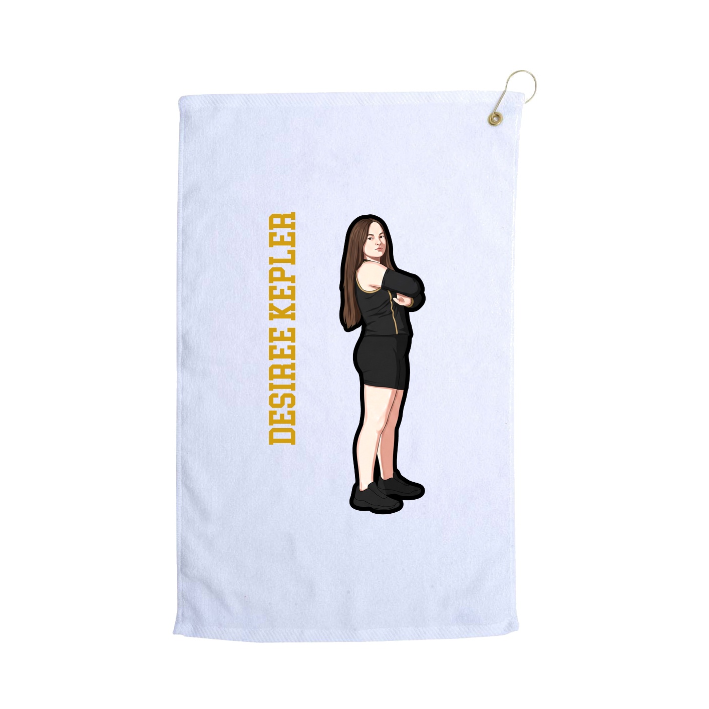 Golf Towel — Name Vertical in White