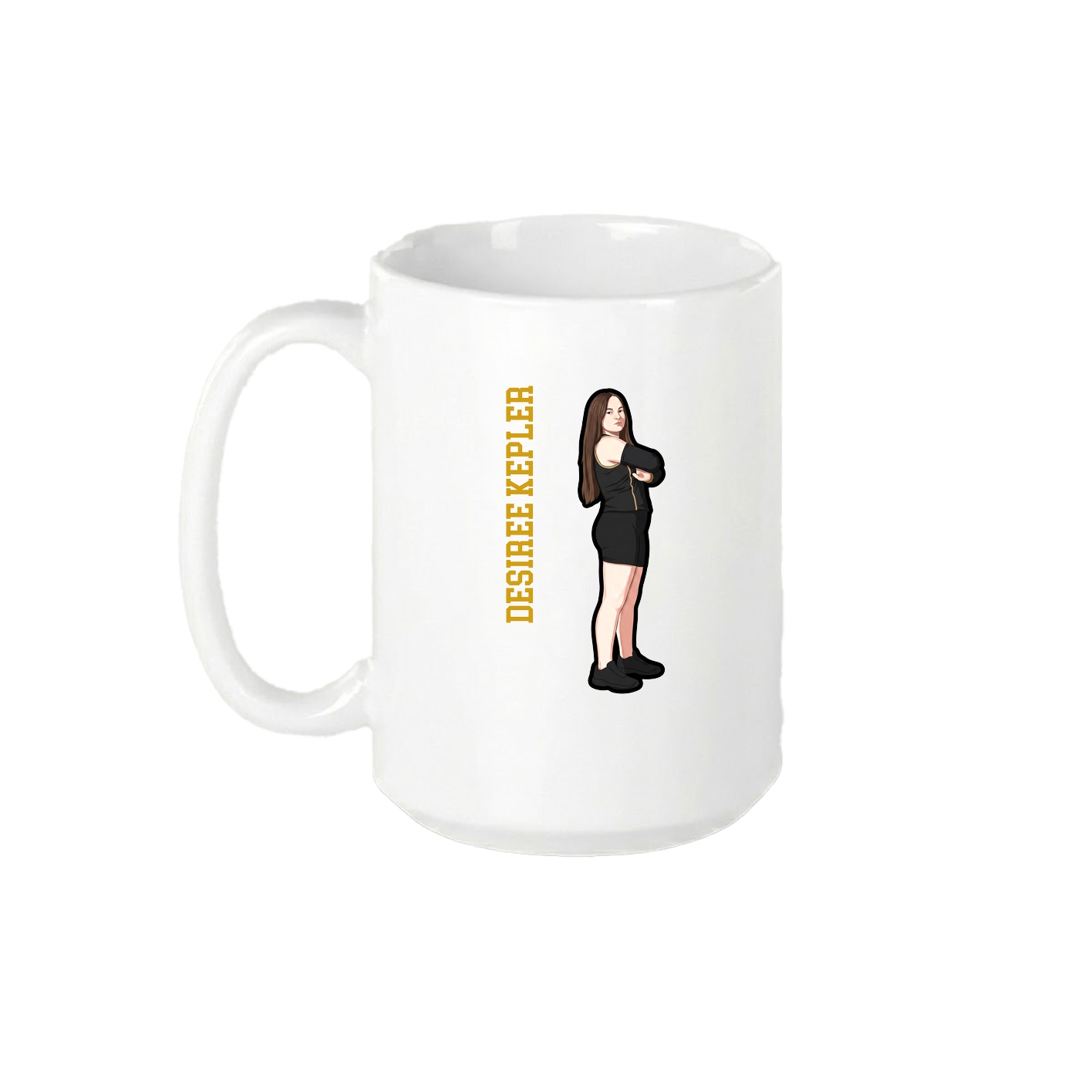 15oz Coffee Mug — Name Vertical in White