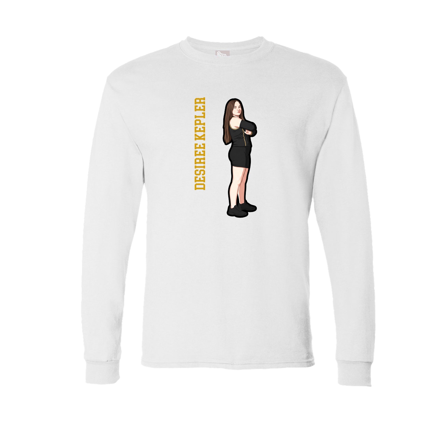 Long Sleeve Tee — Name Vertical in White