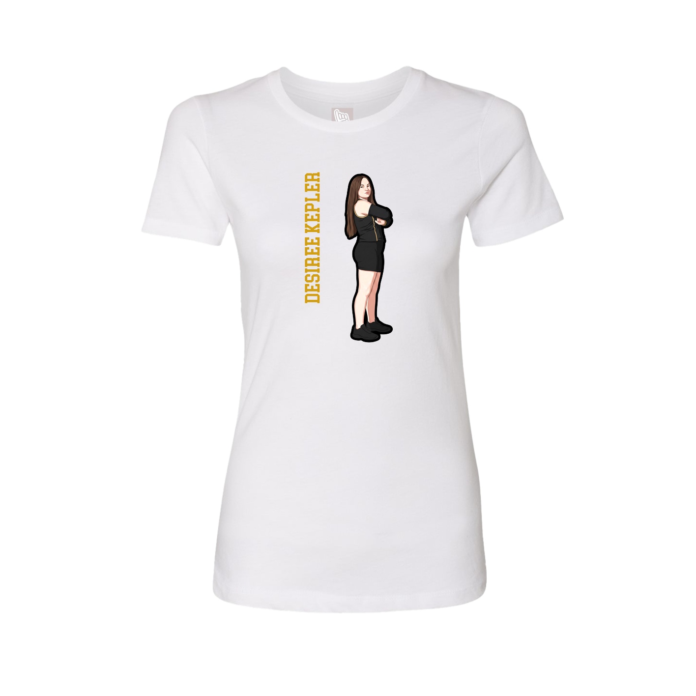 Womens Tee — Name Vertical in White